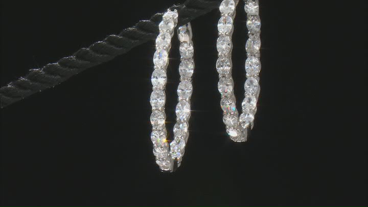 White Cubic Zirconia Rhodium Over Sterling Silver Hoop Earrings 8.26ctw