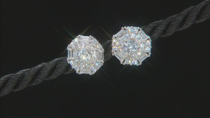 White Cubic Zirconia Rhodium Over Sterling Silver Jewelry Set 3.93ctw Video Thumbnail