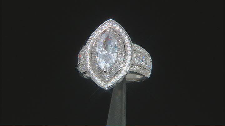 White Cubic Zirconia Rhodium Over Sterling Silver Ring 4.73ctw Video Thumbnail