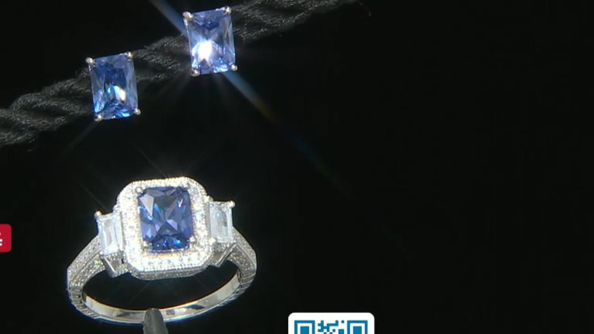 Blue And White Cubic Zirconia Rhodium Over Sterling Silver Jewelry Set 6.76ctw Video Thumbnail
