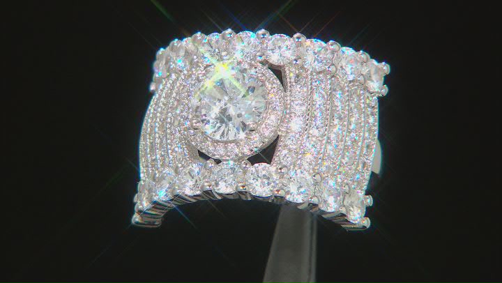 White Cubic Zirconia Rhodium Over Sterling Silver Ring 6.85ctw Video Thumbnail