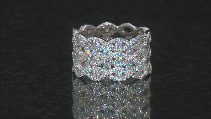 White Cubic Zirconia Rhodium Over Sterling Silver Ring 3.35ctw Video Thumbnail