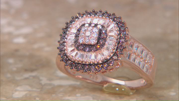 Mocha And White Cubic Zirconia 18k Rose Gold Over Sterling Silver Ring 2.55ctw Video Thumbnail
