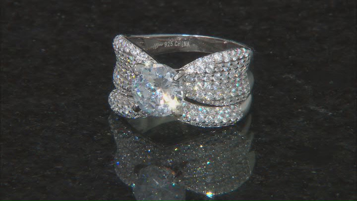 White Cubic Zirconia Platinum Over Sterling Silver Ring Set 4.76ctw Video Thumbnail