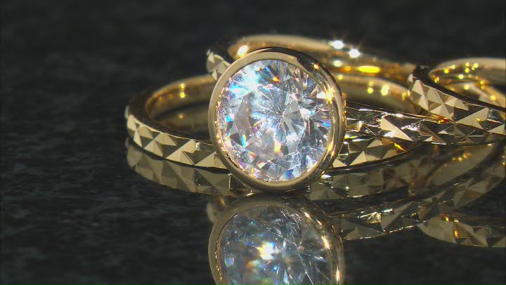 White Cubic Zirconia 18k Yellow Gold Over Sterling Silver Ring Set 3.46ctw Video Thumbnail