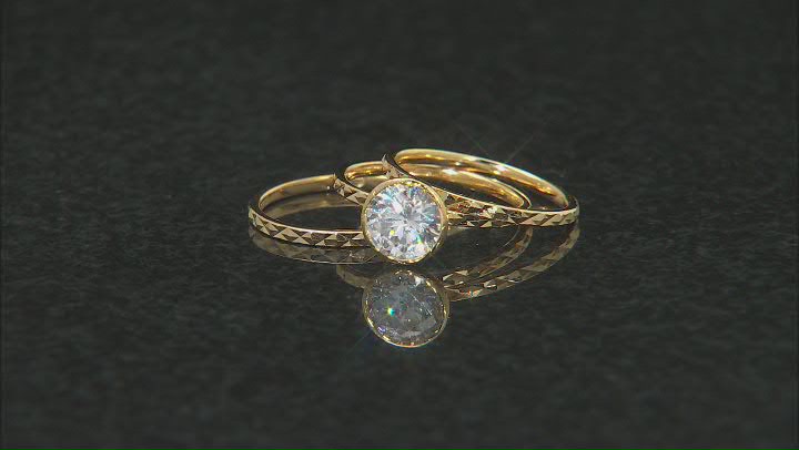 White Cubic Zirconia 18k Yellow Gold Over Sterling Silver Ring Set 3.46ctw Video Thumbnail