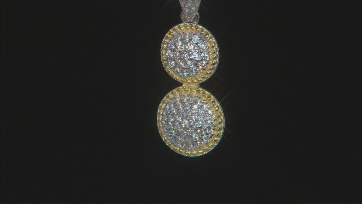 White Cubic Zirconia Rhodium And 14k Yellow Gold Over Sterling Silver Pendant With Chain 0.62ctw Video Thumbnail