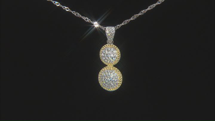 White Cubic Zirconia Rhodium And 14k Yellow Gold Over Sterling Silver Pendant With Chain 0.62ctw Video Thumbnail