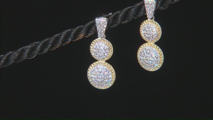 White Cubic Zirconia Rhodium And 14k Yellow Gold Over Sterling Silver Earrings 0.95ctw Video Thumbnail