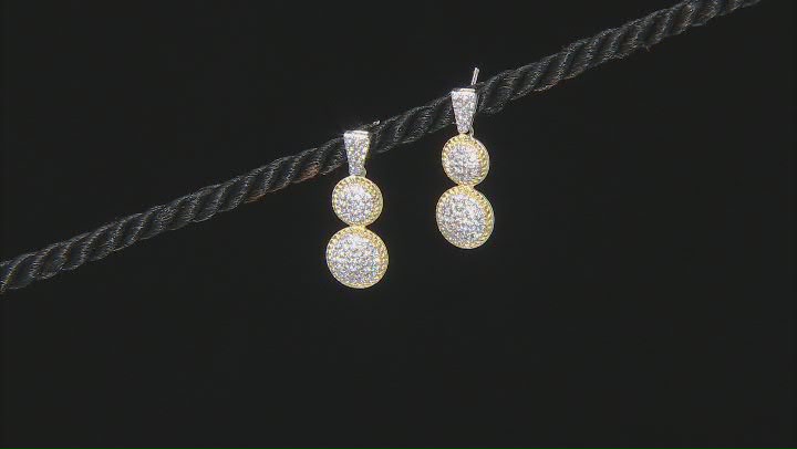 White Cubic Zirconia Rhodium And 14k Yellow Gold Over Sterling Silver Earrings 0.95ctw Video Thumbnail