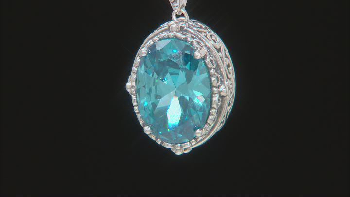 Blue Cubic Zirconia Rhodium Over Sterling Silver Pendant With Chain 8.28ctw Video Thumbnail
