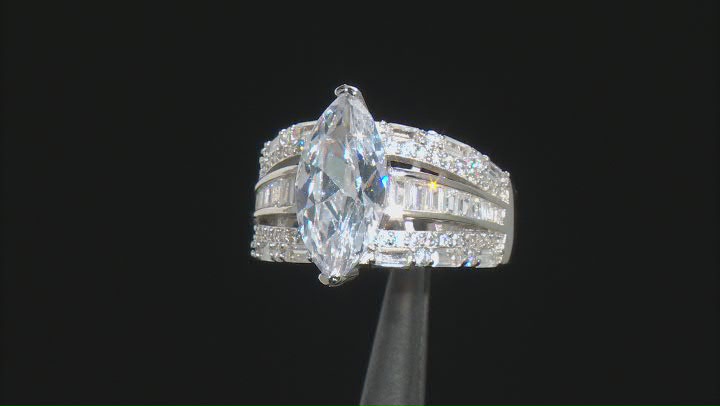 White Cubic Zirconia Platinum Over Sterling Silver Ring 8.12ctw Video Thumbnail