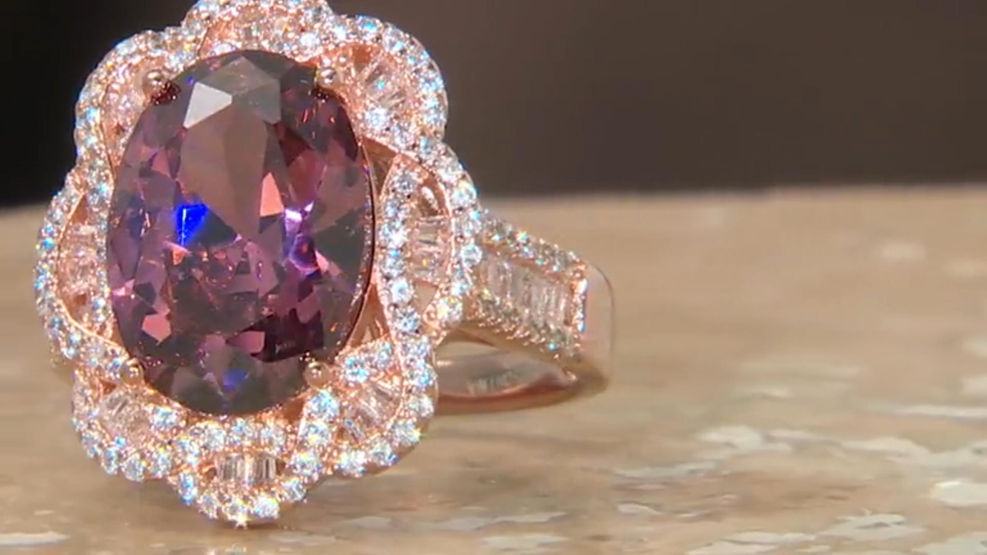 Blush And White Cubic Zirconia 18k Rose Gold Over Sterling Silver Ring 10.33ctw Video Thumbnail