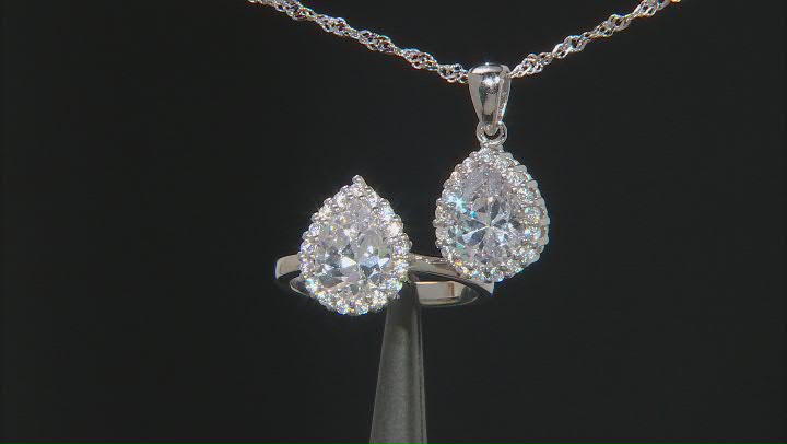 White Cubic Zirconia Rhodium Over Sterling Silver Jewelry Set 4.96ctw Video Thumbnail