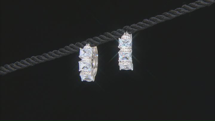 White Cubic Zirconia Rhodium Over Sterling Silver Hoops 8.86ctw Video Thumbnail