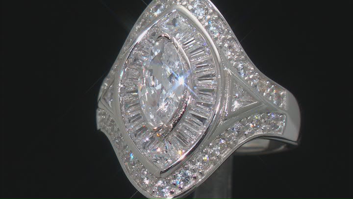 White Cubic Zirconia Rhodium Over Sterling Silver Ring 3.81ctw Video Thumbnail