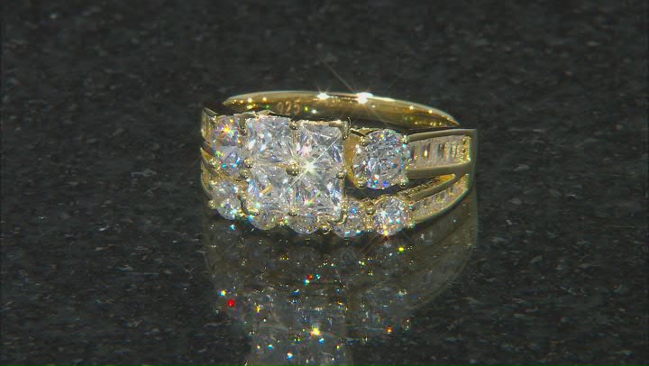 White Cubic Zirconia 18k Yellow Gold Over Sterling Silver Ring 4.08ctw Video Thumbnail
