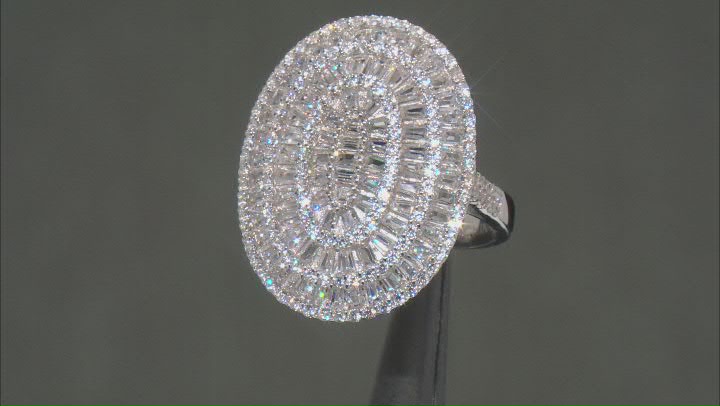White Cubic Zirconia Rhodium Over Sterling Silver Ring 4.49ctw Video Thumbnail