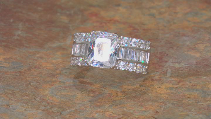 White Cubic Zirconia Platinum Over Sterling Silver Ring 8.48ctw Video Thumbnail