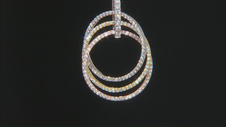 White Cubic Zirconia Rhodium And 14k Yellow And Rose Gold Over Silver Pendant With Chain 1.74ctw Video Thumbnail