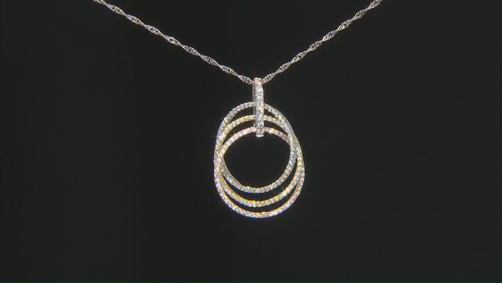 White Cubic Zirconia Rhodium And 14k Yellow And Rose Gold Over Silver Pendant With Chain 1.74ctw Video Thumbnail