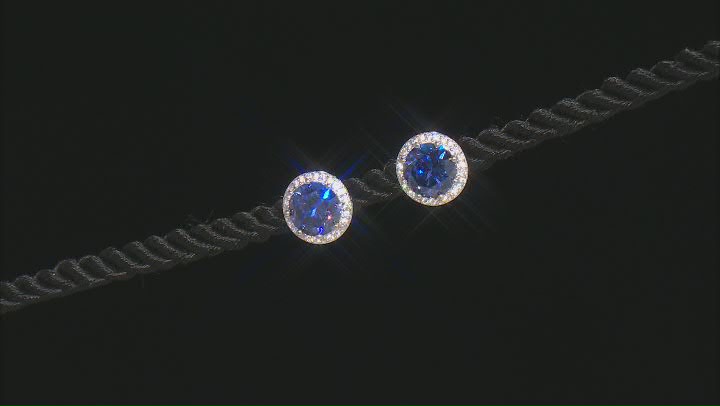 Blue And White Cubic Zirconia Rhodium Over Sterling Silver Studs 6.50ctw Video Thumbnail