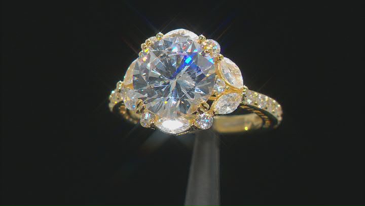 White Cubic Zirconia 18k Yellow Gold Over Sterling Silver Ring 9.69ctw Video Thumbnail