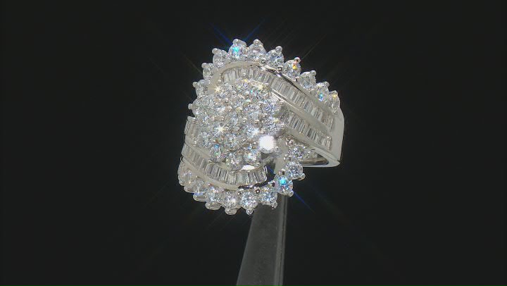 White Cubic Zirconia Platinum Over Sterling Silver Ring 5.23ctw Video Thumbnail