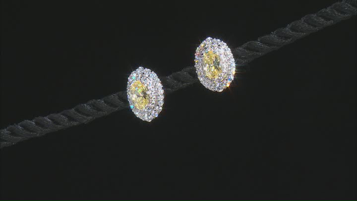 Canary And White Cubic Zirconia Rhodium Over Sterling Silver Jewelry Set 7.89ctw Video Thumbnail