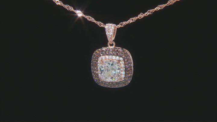 Mocha And White Cubic Zirconia 18k Rose Gold Over Sterling Silver Pendant With Chain 4.35ctw Video Thumbnail