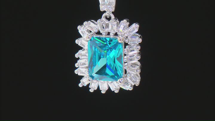 Blue And White Cubic Zirconia Rhodium Over Sterling Silver Pendant With Chain 4.76ctw Video Thumbnail