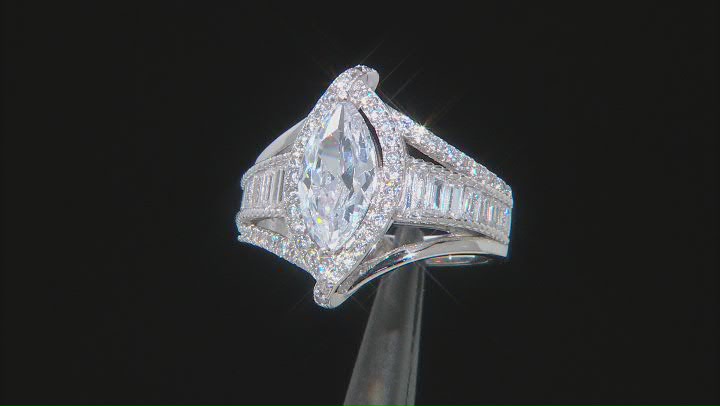 White Cubic Zirconia Rhodium Over Sterling Silver Ring 4.05ctw Video Thumbnail