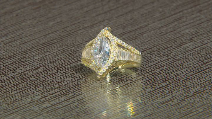 White Cubic Zirconia 18k Yellow Gold Over Sterling Silver Ring 4.05ctw Video Thumbnail