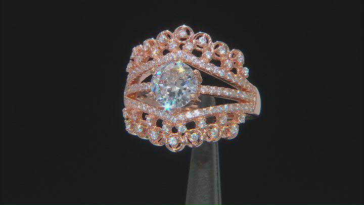 White Cubic Zirconia 18k Rose Gold Over Sterling Silver Ring 2.86ctw Video Thumbnail