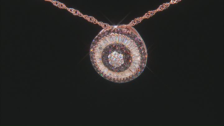 Mocha And White Cubic Zirconia 18k Rose Gold Over Sterling Silver Pendant With Chain 1.72ctw Video Thumbnail