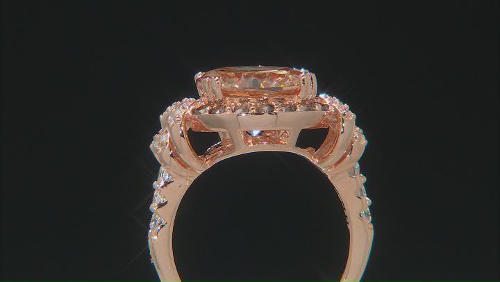 Champagne, White, And Mocha Cubic Zirconia 18k Rose Gold Over Sterling Silver Ring 8.96ctw Video Thumbnail