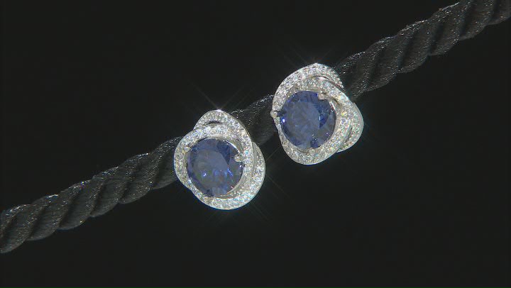 Blue And White Cubic Zirconia Rhodium Over Sterling Silver Jewelry Set 8.72ctw Video Thumbnail