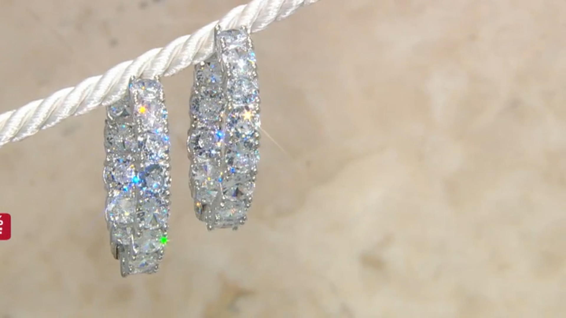 White Cubic Zirconia Rhodium Over Sterling Silver Hoops 16.98ctw Video Thumbnail