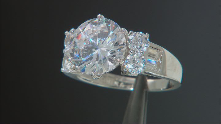 White Cubic Zirconia Platinum Over Sterling Silver Ring 9.62ctw Video Thumbnail