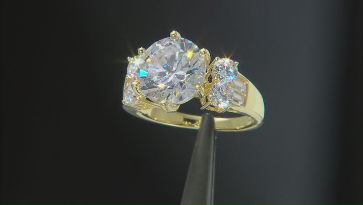 White Cubic Zirconia 18k Yellow Gold Over Sterling Silver Ring 9.62ctw Video Thumbnail