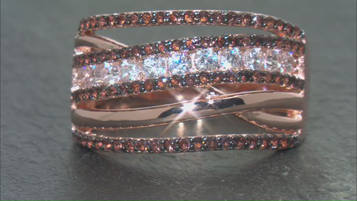 Mocha And White Cubic Zirconia 18k Rose Gold Over Sterling Silver Ring 1.99ctw Video Thumbnail