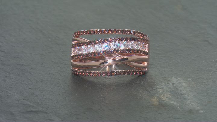 Mocha And White Cubic Zirconia 18k Rose Gold Over Sterling Silver Ring 1.99ctw Video Thumbnail