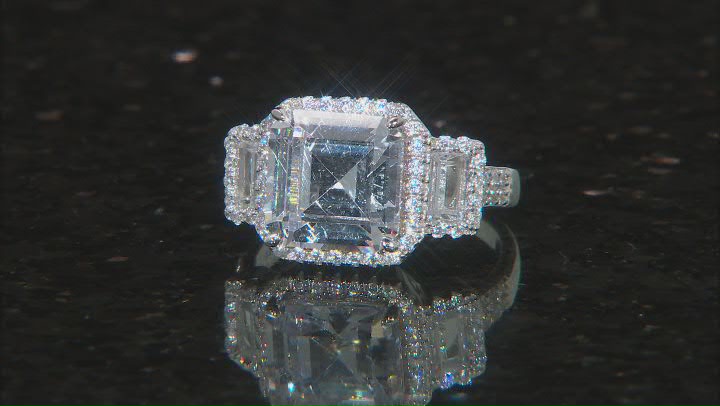 White Cubic Zirconia Rhodium Over Sterling Silver Asscher Cut Ring 8.68ctw Video Thumbnail
