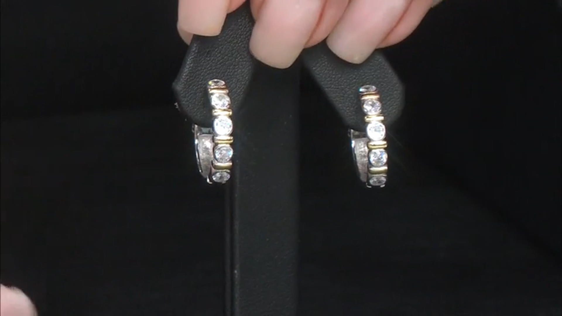 White Cubic Zirconia Rhodium And 14K Yellow Gold Over Sterling Silver Earrings 1.80ctw Video Thumbnail