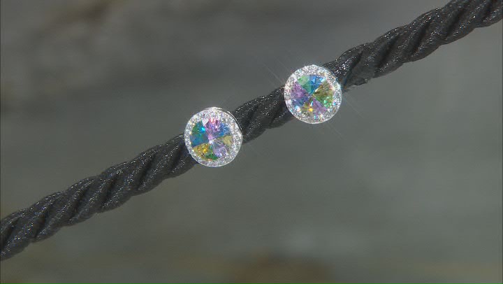 Multicolor And White Cubic Zirconia Rhodium Over Sterling Silver Earrings 2.90ctw Video Thumbnail
