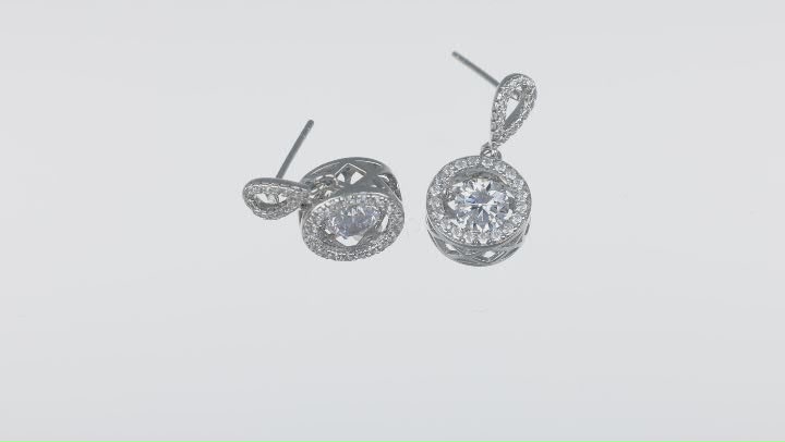 White Cubic Zirconia Rhodium Over Sterling Silver "Dancing" Earrings 3.27ctw Video Thumbnail