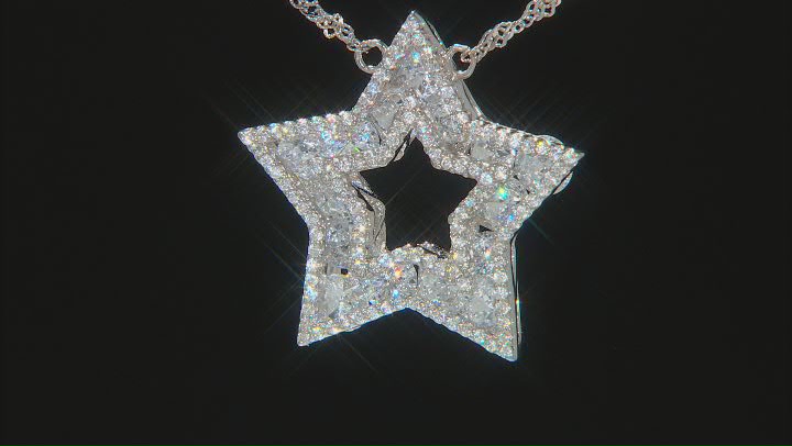 White Cubic Zirconia Rhodium Over Sterling Silver Star Necklace 9.30ctw Video Thumbnail