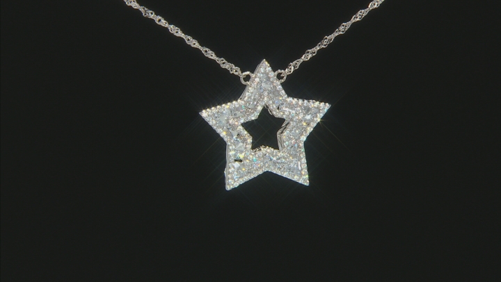 White Cubic Zirconia Rhodium Over Sterling Silver Star Necklace 9.30ctw Video Thumbnail