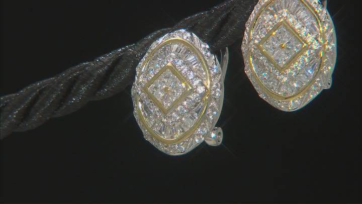 White Cubic Zirconia Rhodium And 14k Yellow Gold Over Sterling Silver Earrings 2.34ctw Video Thumbnail