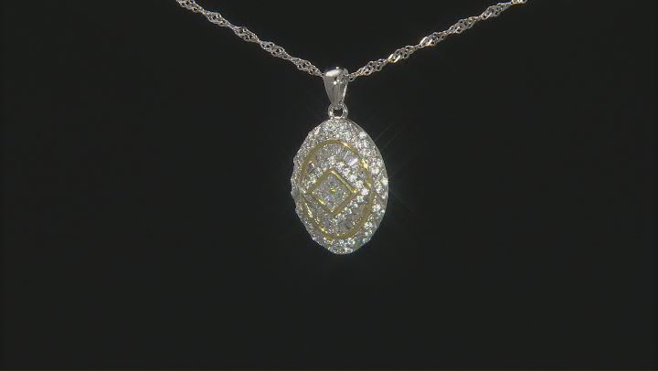 White Cubic Zirconia Rhodium And 14k Yellow Gold Over Sterling Silver Pendant 1.31ctw Video Thumbnail